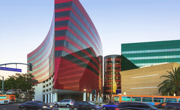Photo of colorful office building exterior in Los Angeles, California