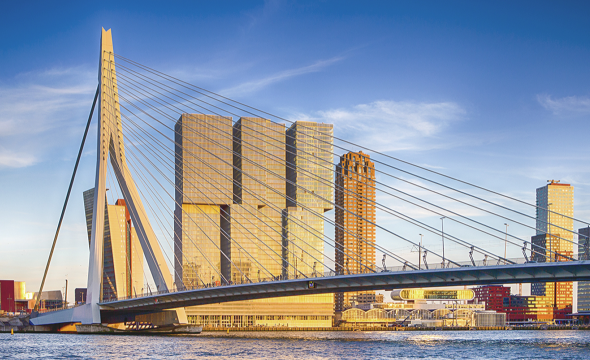Bridge and buildings in Rotterdam, the Netherlands